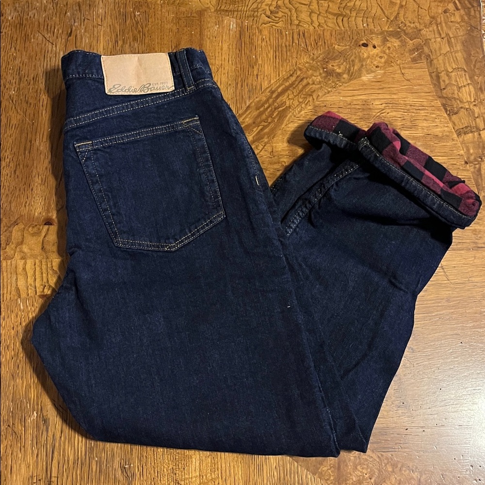 NWOT Eddie Bauer size 32x30 Flannel Lined Flex Straight Jeans